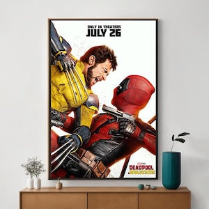 Póster de la película Deadpool y Wolverine, arte cinematográfico único, impresión artística en lienzo fino, regalo perfecto para entusiastas del cine, decoración del hogar