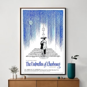 The Umbrellas of Cherbourg Movie Poster, Unique Cinema Art, Fine Canvas Art Print, Perfect Gift for Film Enthusiasts, Home Decor
