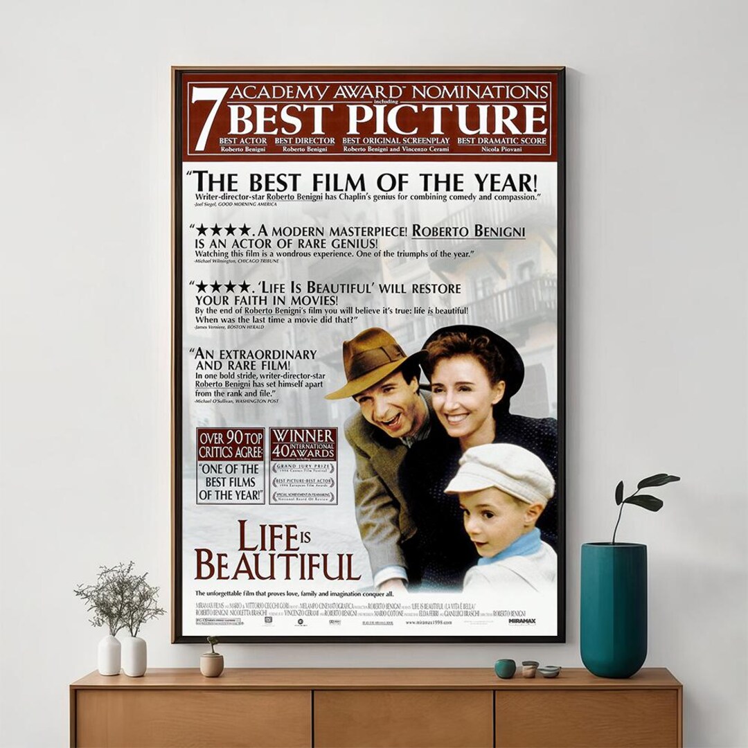 Life is Beautiful Movie Poster, Unique Cinema Art, Fine Canvas Art ...