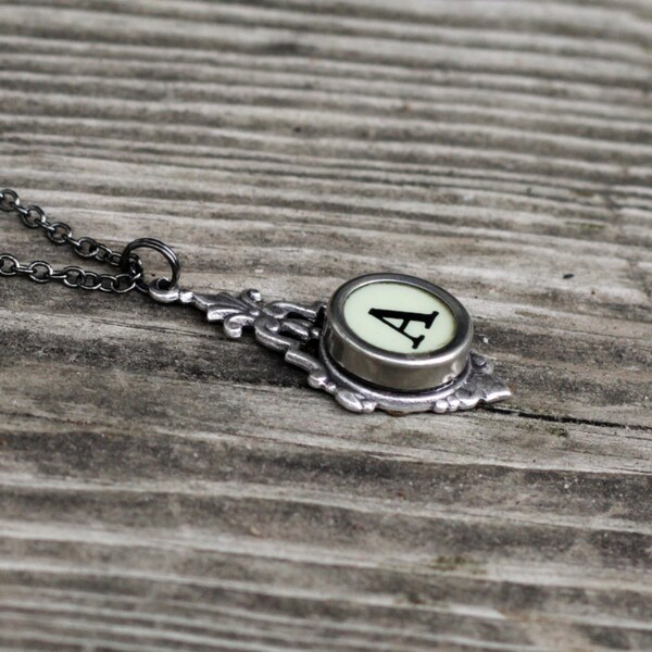 Letter A  Vintage Typewriter Key  Drop Necklace