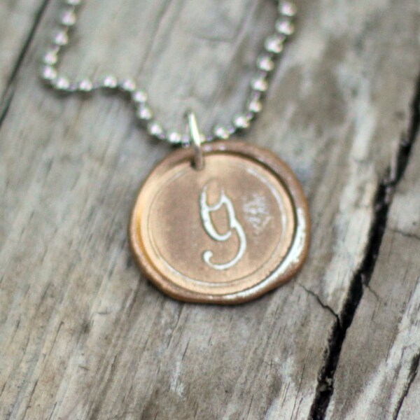Custom Wax Seal Initial Necklace in Gold Dust