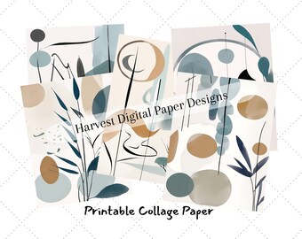 Papiers collage bohème coloré | Papier de scrapbooking | Articles de projet de revue | Documents imprimables téléchargeables | Papiers numériques | Fichiers numériques