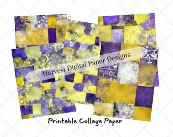 Carte collage colorate / Carta per album di ritagli / Documenti di progetto di giornale / Documenti scaricabili stampabili / Documenti digitali / File Jpg digitali