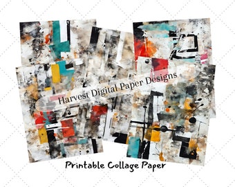 Colorful Collage Papers | Scrap-book Paper | Journal Project Papers | Printable Downloadable Papers | Digital Papers | Digital Jpg Files