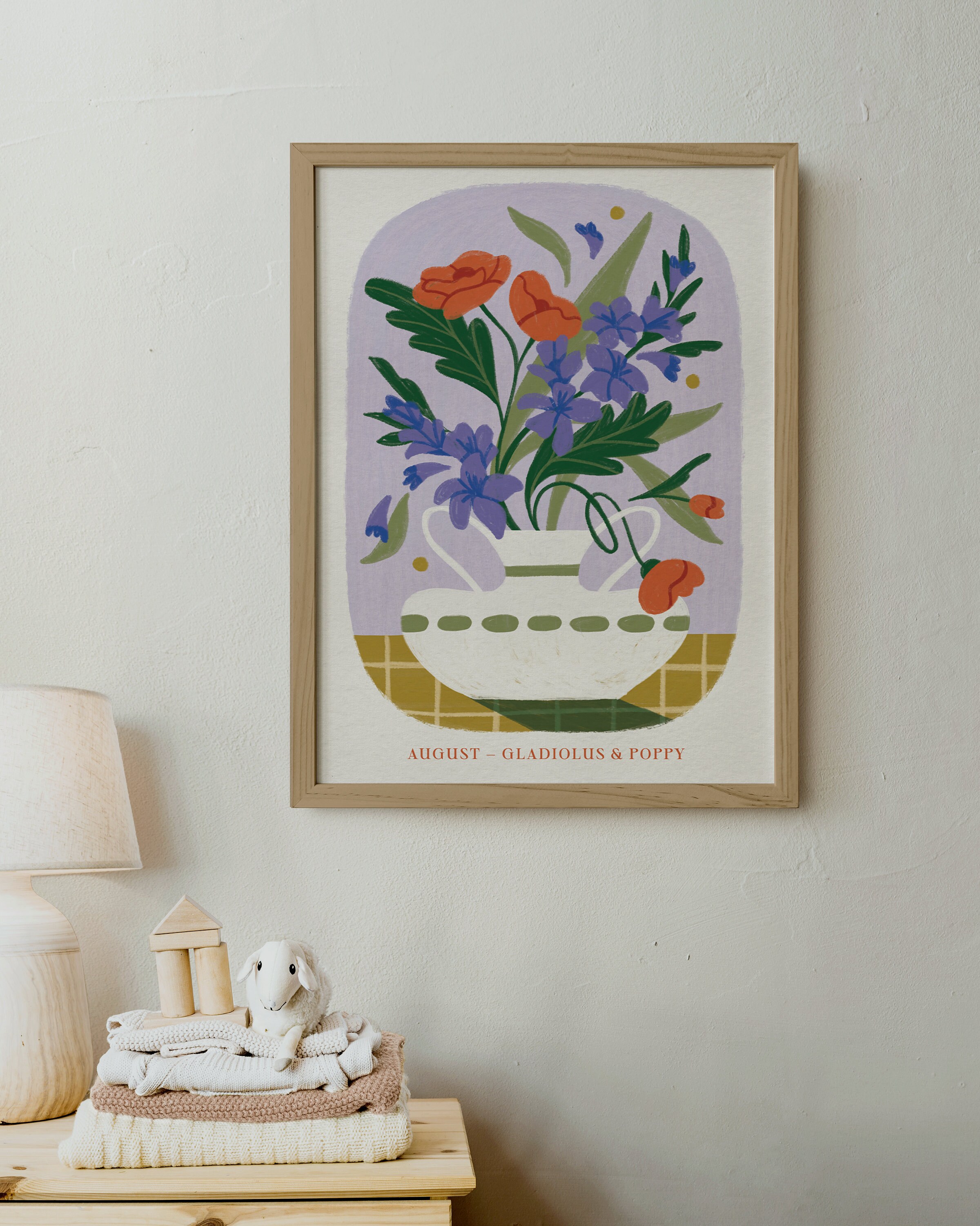 13+ Gladiolus And Poppy August Flower Art Print | Gladiolus & Poppy | Meaningful Gift | Birth