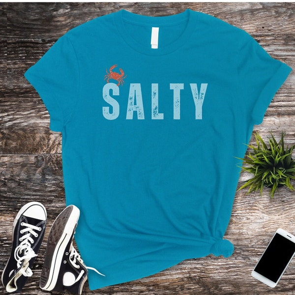 Salty Summer Tee, Summer Comfort  Tshirt, Womens Graphic Tee, Salty Crab Tee, Unisex Jersey Short Sleeve Tee