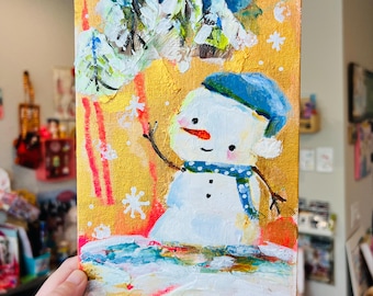 Snowy Mountain - original 12x6" painting