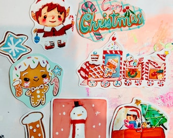 Cozy Christmas- 8 die cut vinyl stickers