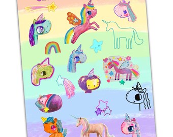 Unicorn collage sheet - by Mindy Lacefield