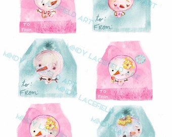 SNOW Baby Digital Gift Tag sheet - by Mindy Lacefield