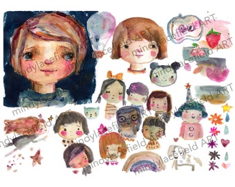 cute lil people collage sheet - by Mindy Lacefield