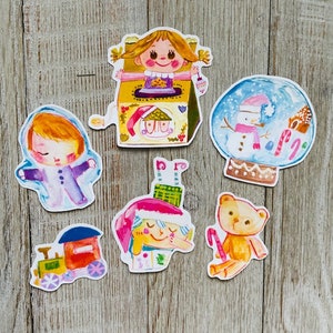 Santa&#39;s Workshop - 6 die cut vinyl stickers