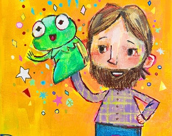 Jim and Kermit - art print by Mindy Lacefield