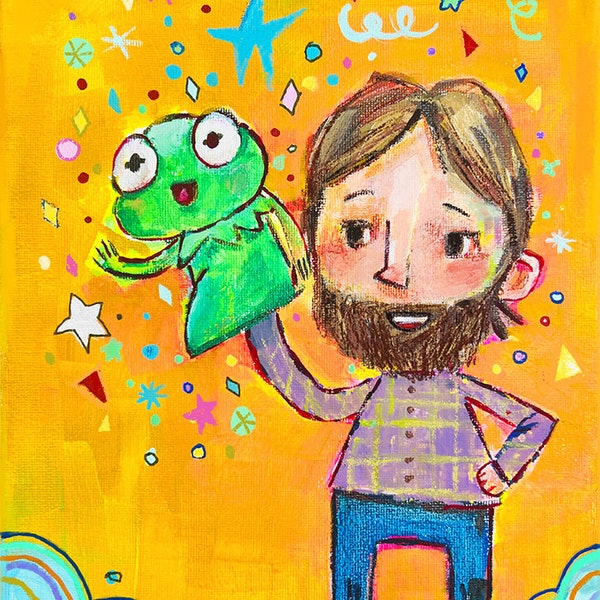 Jim y Kermit - impresión artística de Mindy Lacefield