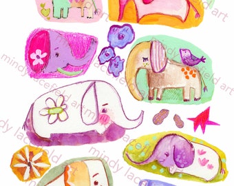 Cute Elephants collage sheet - by Mindy Lacefield