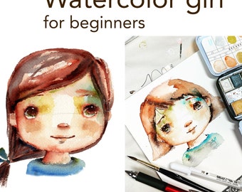 Watercolor girl for Beginners online course