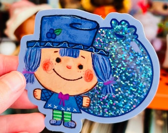 Blueberry cutie - 3" glitter vinyl sticker