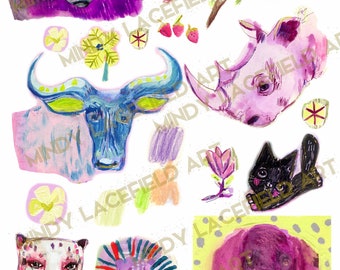 Safari ANIMAL collage sheet - by Mindy Lacefield