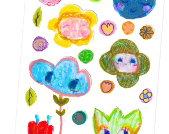 Floral elements collage sheet - by Mindy Lacefield