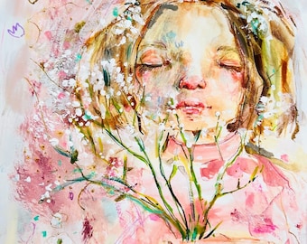 Breathe In - mixed media art print by Mindy Lacefield