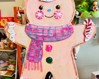 Gingerbread wood cutout wall hanging - original 15"