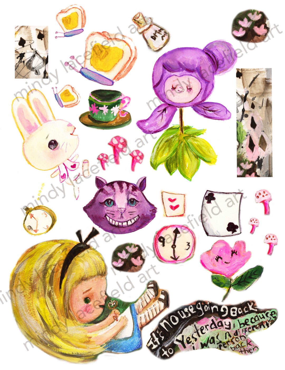Down the Rabbit Hold Collage Sheet by Mindy Lacefield - Etsy