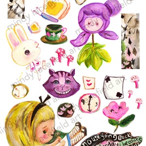 Down the Rabbit hold collage sheet - by Mindy Lacefield