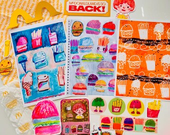 Burger junk journal kit - with hand drawn element