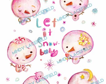 Let it Snow baby collage sheet - by Mindy Lacefield