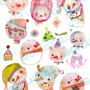 SNOW hat collage sheet - by Mindy Lacefield