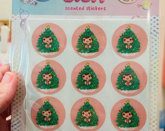 Christmas Tree Girl - sticker pack 24 Scented stickers 1.25"