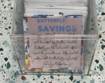 Butterfly Savings Box | Save 1,058 or more | Savings Box | Acrylic Box | Cash Envelopes | Emergency Funds | Money Savings Challenges