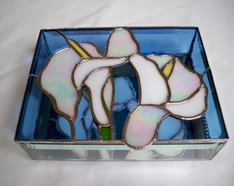 STAINED GLASS Jewelry BOX Calla Lily