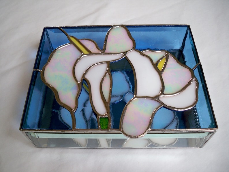 STAINED GLASS Jewelry BOX Calla Lily Etsy