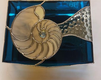 STAINED-GLASS Jewelry Box  Nautilus Shell