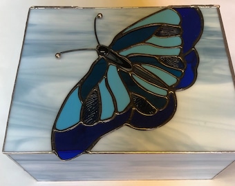 Large Size Butterfly Stained Glass Box