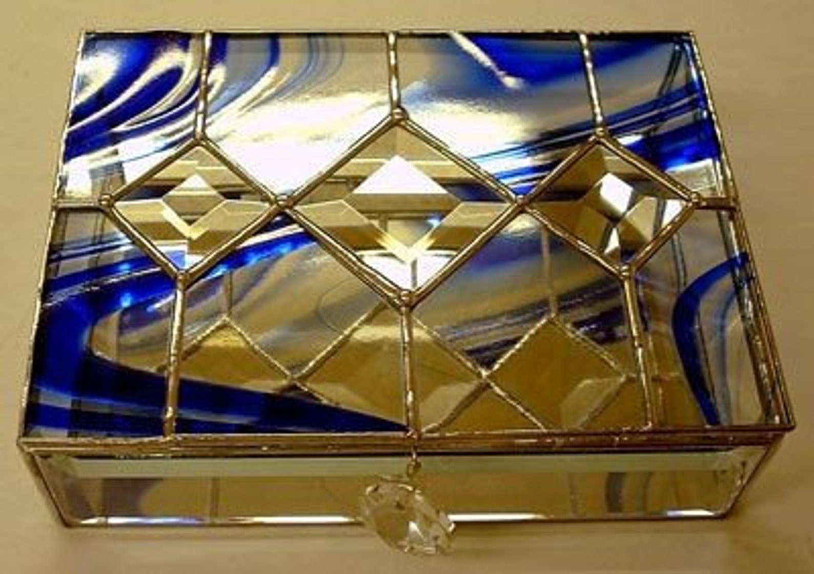 Stained Glass Jewelry Box With Triple Diamond Bevels Etsy