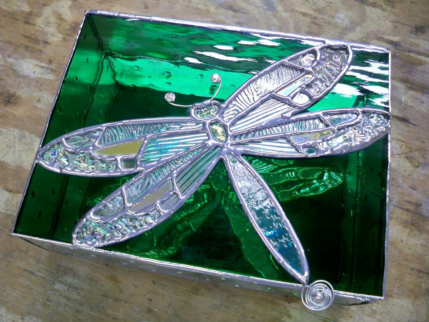 Stained Glass Jewelry Box Dragonfly Etsy