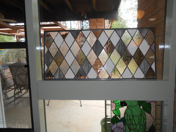 Diamond Design Stained Glass Window Panel