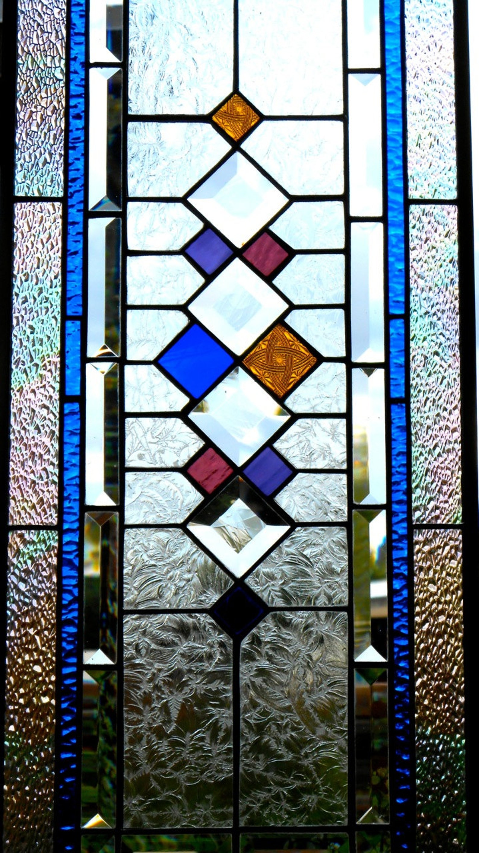 Stained Glass Window Panel Retro II Custommadetoorder Etsy