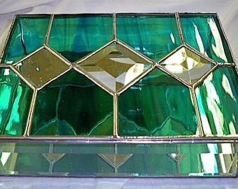 Stained Glass Jewelry Box with Triple Diamond Bevels