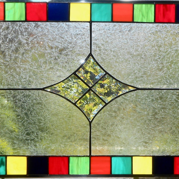 Fiesta Squares Stained Glass Window ~ SALE 50% Off