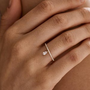 14K Solid Gold Tear Drop Diamond Ring, Engagement Ring, Promise Ring, Unique Design, Bridal Jewelry, Gift for Wife