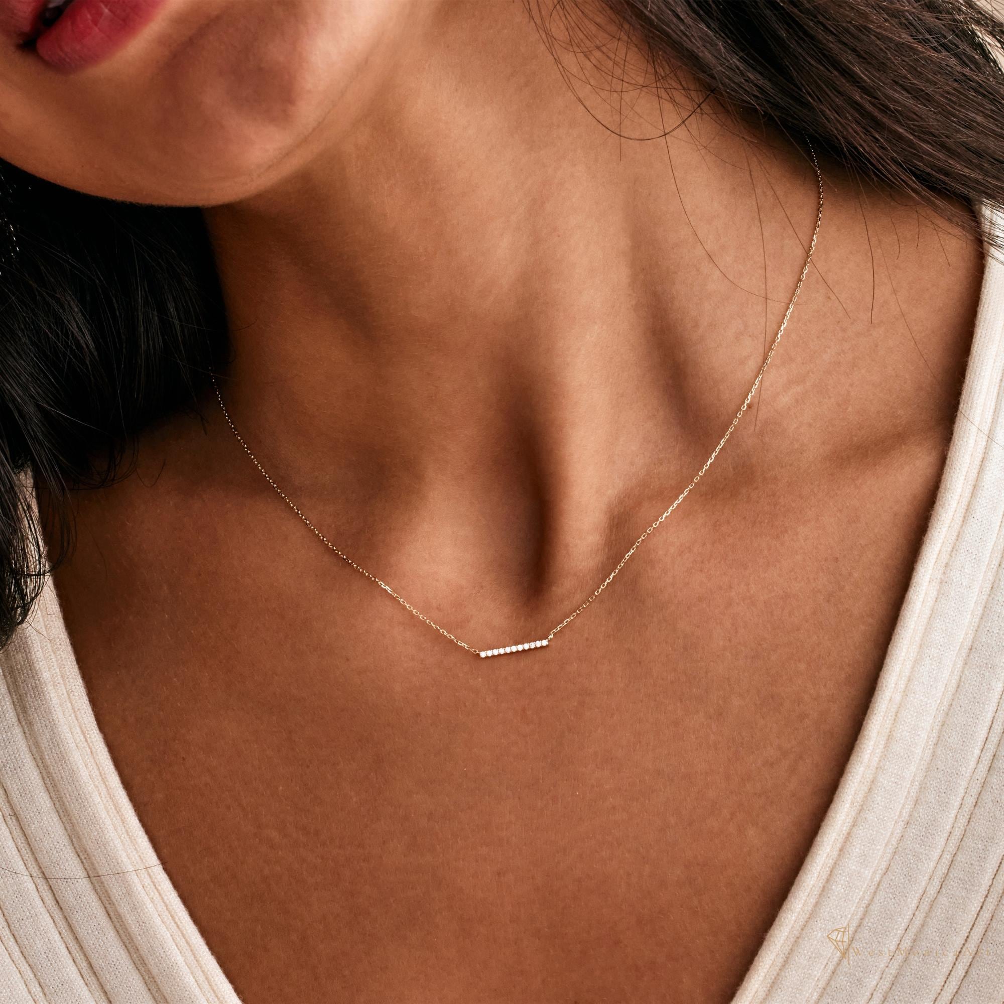 Pave Bar Necklace - Etsy
