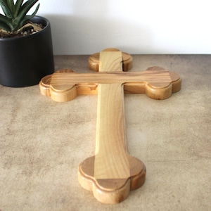Handmade Olive Wood Cross: Jerusalem Holy Land Decor (11 Inches)