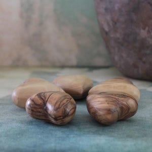 Hand Carved Olive Wood Hearts - Set of 5 - Holy Land Gift