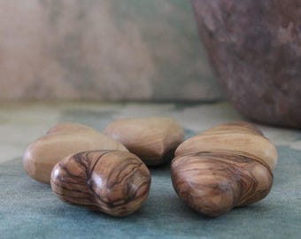 Hand Carved Olive Wood Hearts - Set of 5 - Holy Land Gift