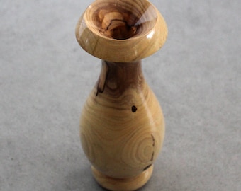 Hand Carved Olive Wood Vase: Rustic Art Deco Home Decor
