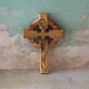 6” Olive Wood Celtic Cross Wall Hanging, Irish Symbol of Eternity & Infinite Love Made in Jerusalem the Holy Land. Irish Cross Wall Décor