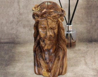Hand-Carved Olive Wood Jesus Christ Statue: Religious Gift
